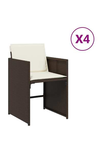 vidaxl Scaune de grădină cu perne, 4 buc., maro, poliratan