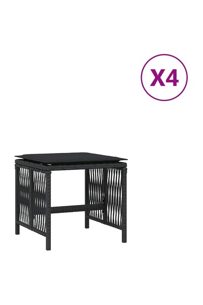 vidaxl Scaune de grădină cu perne, 4 buc. negru 41x41x36 cm poliratan