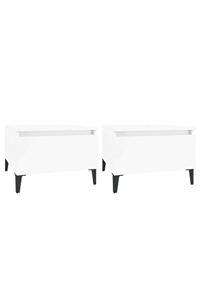 vidaxl Mese laterale 2 buc. alb extralucios 50x46x35 cm lemn compozit