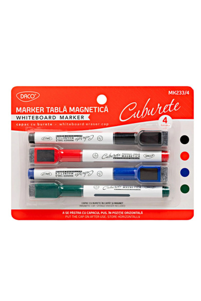 daço MAGNETIC WHITEBOARD MARKER WITH ERASER DACO SET 4 MK233/4