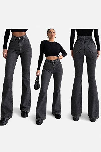 deniva Women's Elastic Waist Flared Jeans