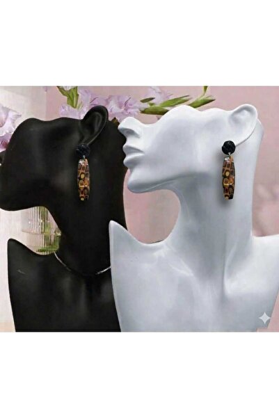 Dodemert Home Brown Braided Polymer Clay & Epoxy Design Nail Earrings (Nail S...