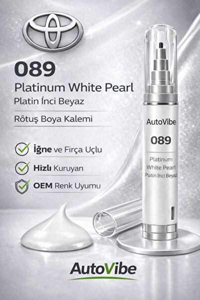 AutoVibe Toyota Rötuş Boya Kalemi 089 Platin İnci Beyaz 2Si1Arada Çizik Giderici
