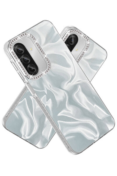 Nezih Case غطاء حماية بتصميم أنيق لامع مرصّع بالأحجار متوافق مع هاتف سامسونج ...