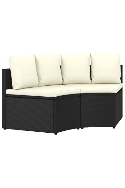 vidaxl Set canapea de grădină cu perne, 2 piese, negru, poliratan