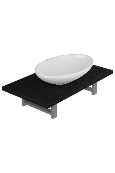 vidaxl Bathroom furniture set, 2 pieces, black, ceramic