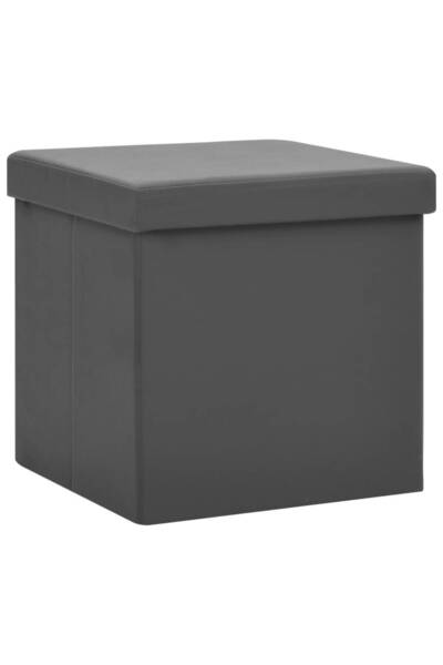 vidaxl Taburet de depozitare pliabil, gri, PVC