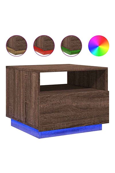 vidaxl Măsuță de cafea cu lumini LED, stejar maro, 50x49x40 cm