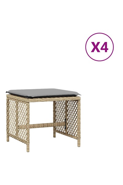 vidaxl Scaune de grădină cu perne 4 buc. mix bej 41x41x36 cm poliratan