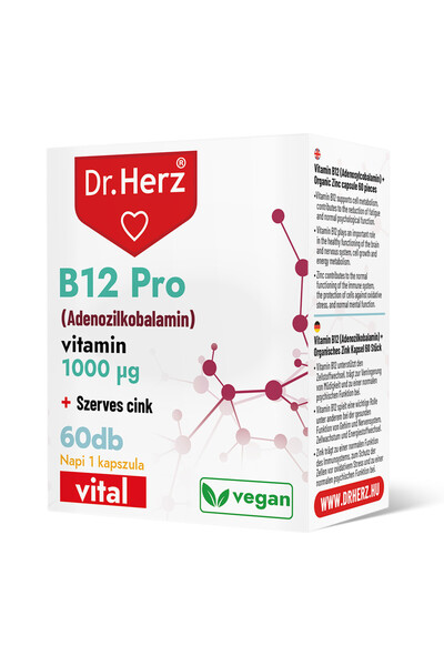 Dr Herz Vegan capsules with vitamin B12 Pro 1000 μg and zinc 60 pcs