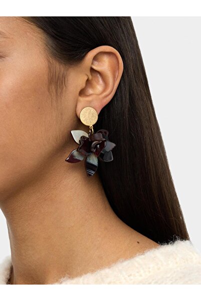 PARFOIS Mermer Desenli Maxi Çiçek Küpe