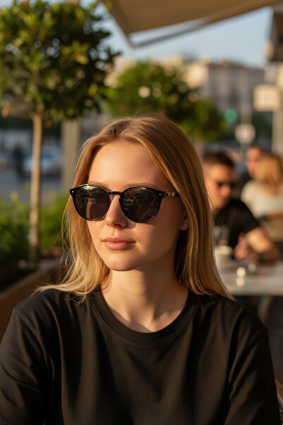 De Valentini Round Model Bone Unisex Sunglasses