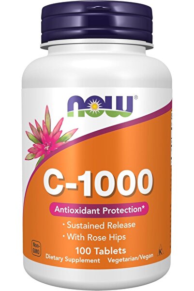 Now Foods ١٠٠ قرص من فيتامين سي مع ثمر الورد