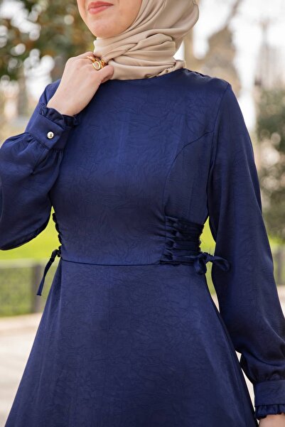 Nissra Ankanoor Kraş Satin Waist-Sitting Side-British Dress 145cm Anka265143