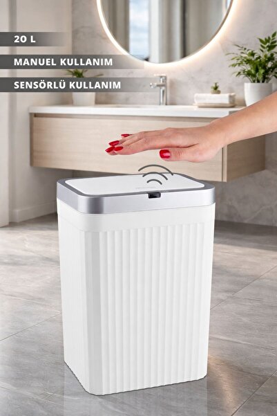 Store HGY Home Hareket Sensörlü 20 LT Kırık Beyaz Çöp Kovası