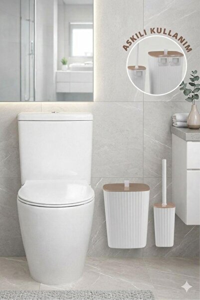 Okyanus Home Sapphire lepljivi držač četke za WC i set kante za smeće, beli, ...