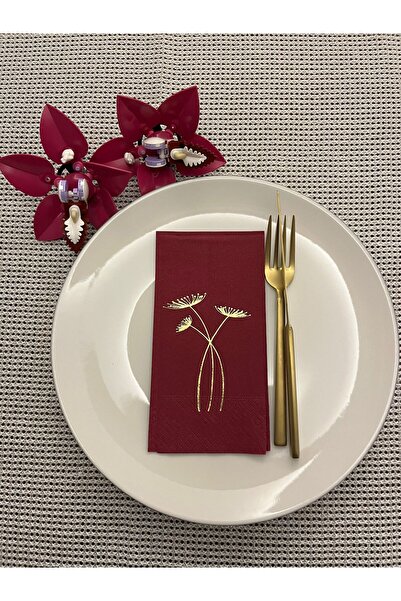 kidspartim Gold Gilded Cherry Colored Carrot Flower Napkins 16 Pieces