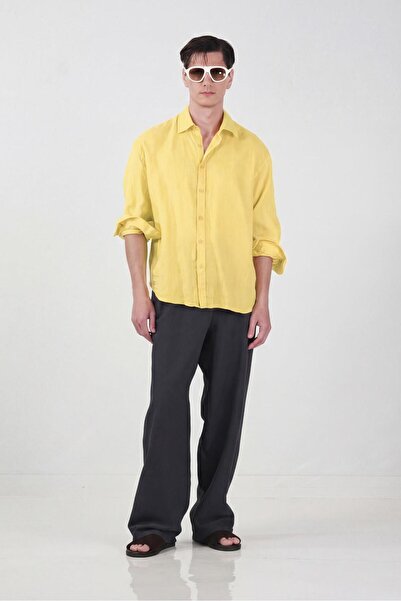 GIESTO قميص ساري كبير الحجم 100% كتان