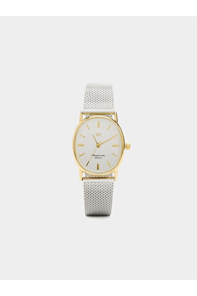 PARFOIS Kadın Paslanmaz Çelik Metal Oval İki Renkli Saat