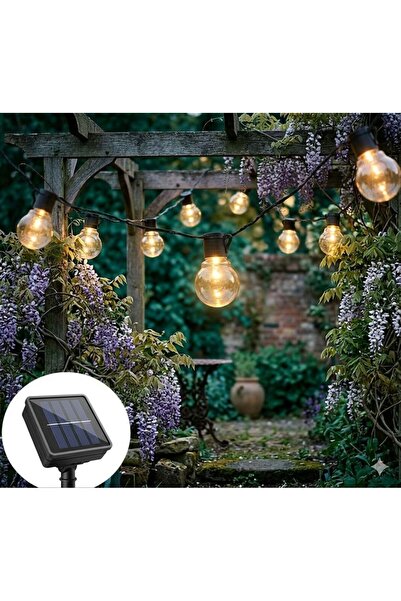 gaman Güneş Enerjili LED Ampul Görünümlü Bahçe Işık Zinciri-Dekoratif Dış Mekan Aydınlatma,Suya Dayanıklı