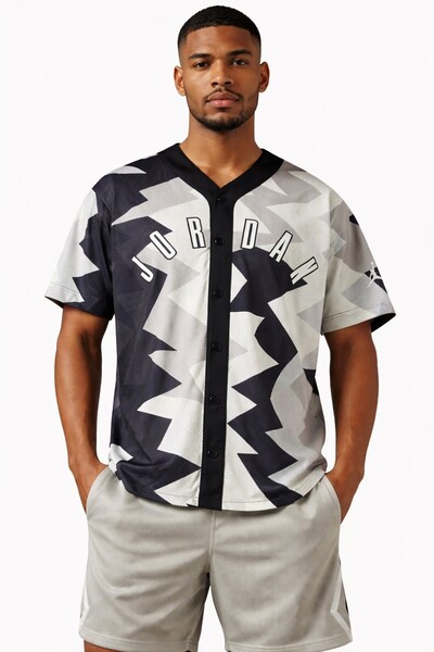 Nike Jordan Essentials Jarse Renkli Gömlek Siyah Beyaz