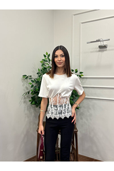 ZDABOUTİQUE Lace Dantel Korse Detay Bluz