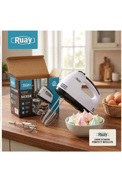 Primo Plus Ruay Electric Hand Mixer - 260W with 7 Speeds - White