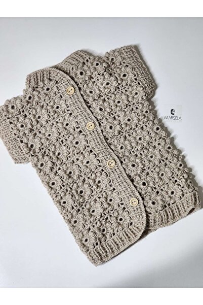 örgü Marsela Hand Knitted Floral Baby Vest