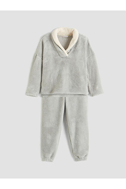 LC Waikiki Özmarka New Season Shawl Collar Women's Plush Pajama Set