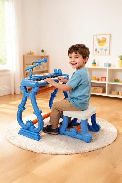 NeUygun 37 Tuşlu Standlı Tabureli Piyano Seti Org Mikrofonlu Karaoke Piyano