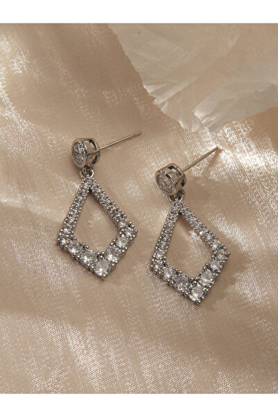 Take Two By Styli Embellished Diamond Shape Drop Earrings