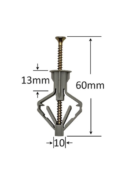 klimas Plastic Plasterboard Dowel With Screw GKW10 - 100pcs/box