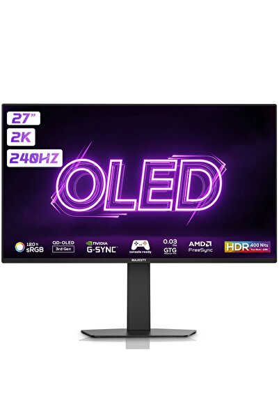 majesty شاشة ألعاب قيمنق 27" QD-OLED | QHD 2K | 240Hz | 0.03ms | HDR400 | G-S...