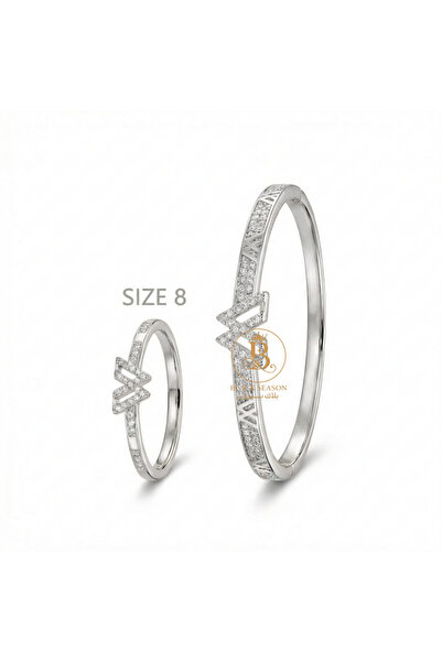 Black Season One-piece round bracelet set (free size) + ring (size 8)