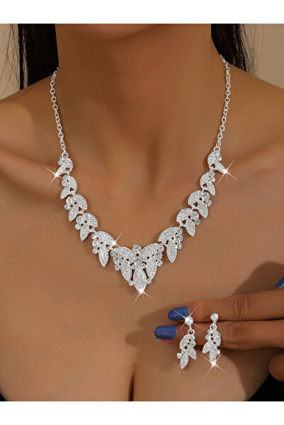 Take Two By Styli 2-Piece Rhinestone Embellished Necklace and Earrings Jewelr...