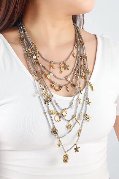 New Obsessions Metal Sea-Themed Multiple Necklace - Silver