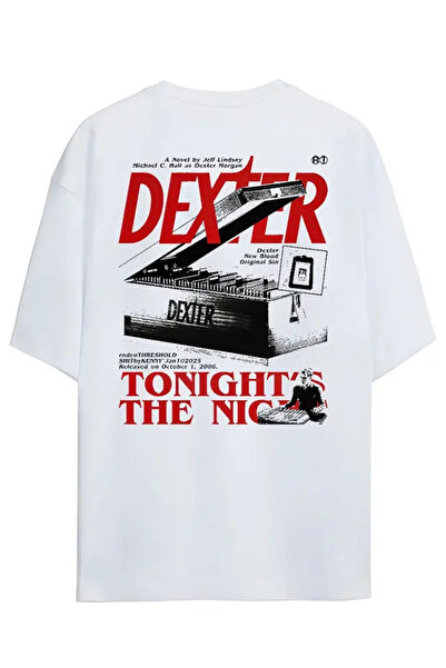 Violon Unisex Oversized Live White Dexter Tonight the Night Detailed T-Shirt