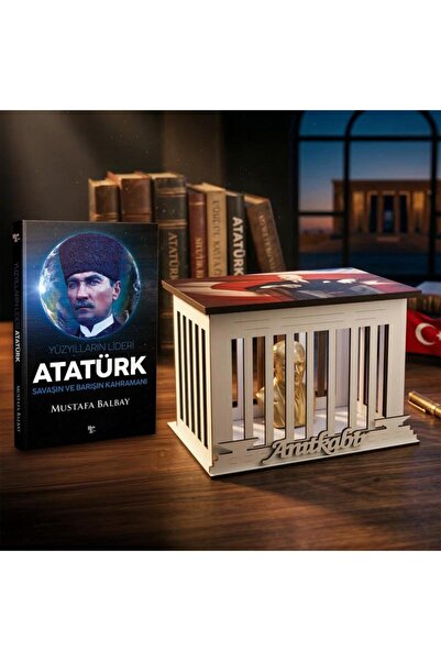 Halk Kitabevi Yüzyılların Lideri Atatürk ve Atatürk Büstlü Ahşap Anıtkabir Iş...