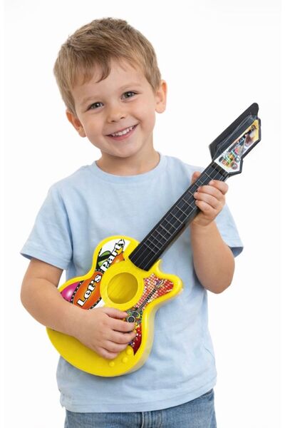 GÜZELYÜZ AVM Klasik Gitar Sarı Renk Oyuncak Gitar 23 Nisan Gösteri Gitarı Çoc...