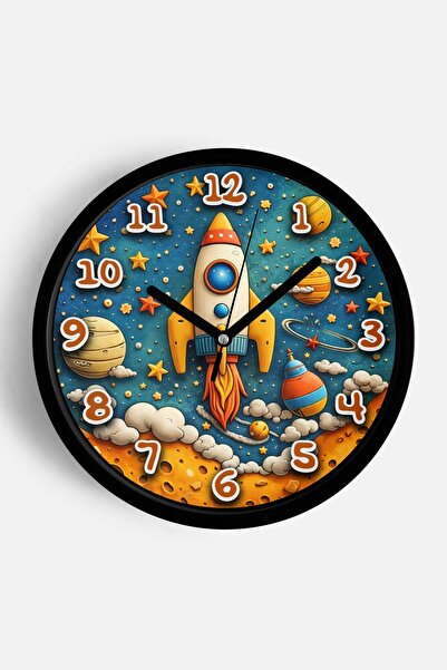 JHAAR Ceas de perete pentru camera copiilor cu tematică rachetă care zboară î...