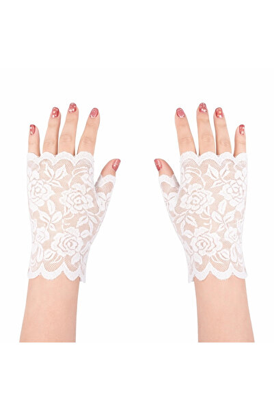 teknoparkx قفازات بيضاء قصيرة بدون أصابع - ليسينا تيغو