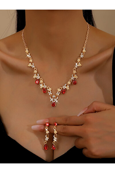 Take Two By Styli 2-Piece Rhinestone Embellished Necklace and Earrings Jewelr...