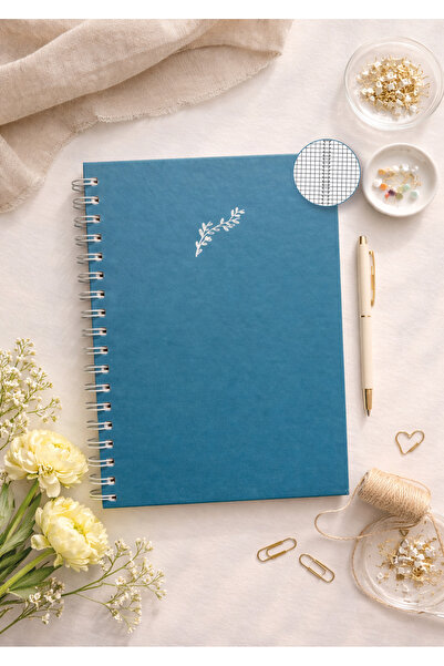 Lizy دفتر ملاحظات بغلاف صلب حلزوني - بنقش مربعات - 17x24 سم