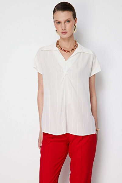 Ekol Μπλούζα με σούρες μπροστά και χαμηλά μανίκια