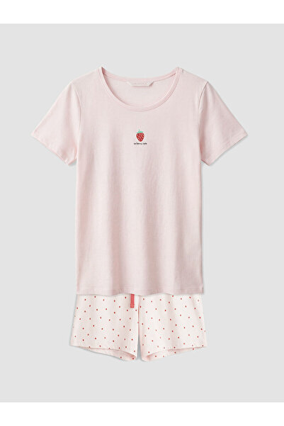 LC Waikiki Vizyon New Season Crew Neck Strawberry Printed Maternity Shorts Pa...