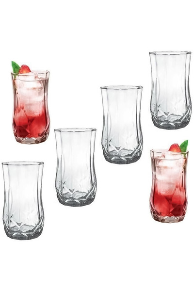 OEM Set 6 pahare înalte MADGENIX 330 ml – Design geometric fațetat pentru bău...