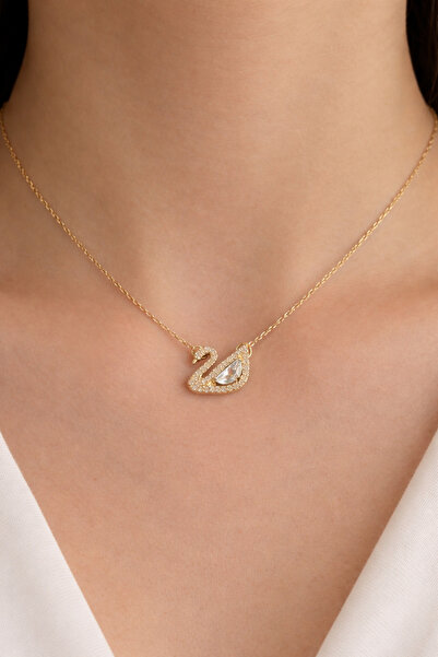olvera shine 316L Steel White Swan Necklace Gold/45 cm