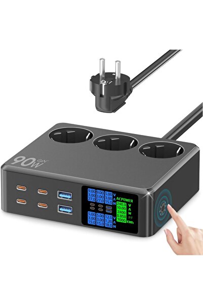 CKCN Καλώδιο επέκτασης 9 σε 1 με 3 υποδοχές, 4 θύρες USB-C και 2 θύρες USB-A,...