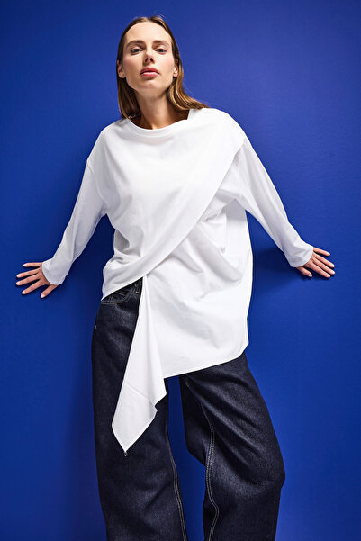 it's basic Cămașă cu design cu două piese, albă, pentru femei, w5 supradimens...