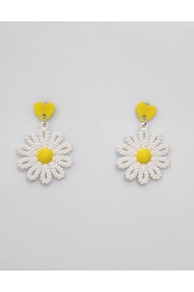 OEM Hand-Made Earrings, floral design, Yellow/White, 3D, ultra-light
